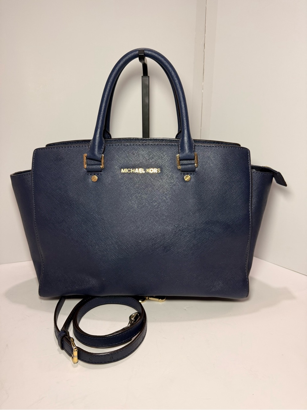 MICHAEL Michael Kors Navy Saffiano Leather Satchel Tote - Picture 12 of 12